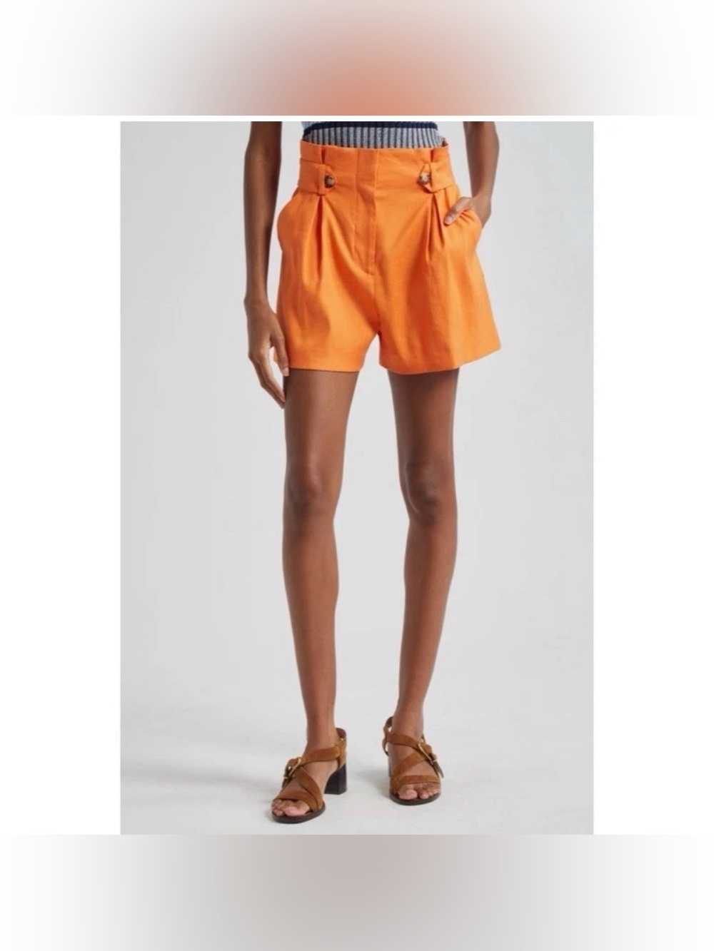 Veronica Beard Franzi paper bag Waist Linen Blend Shorts size 6